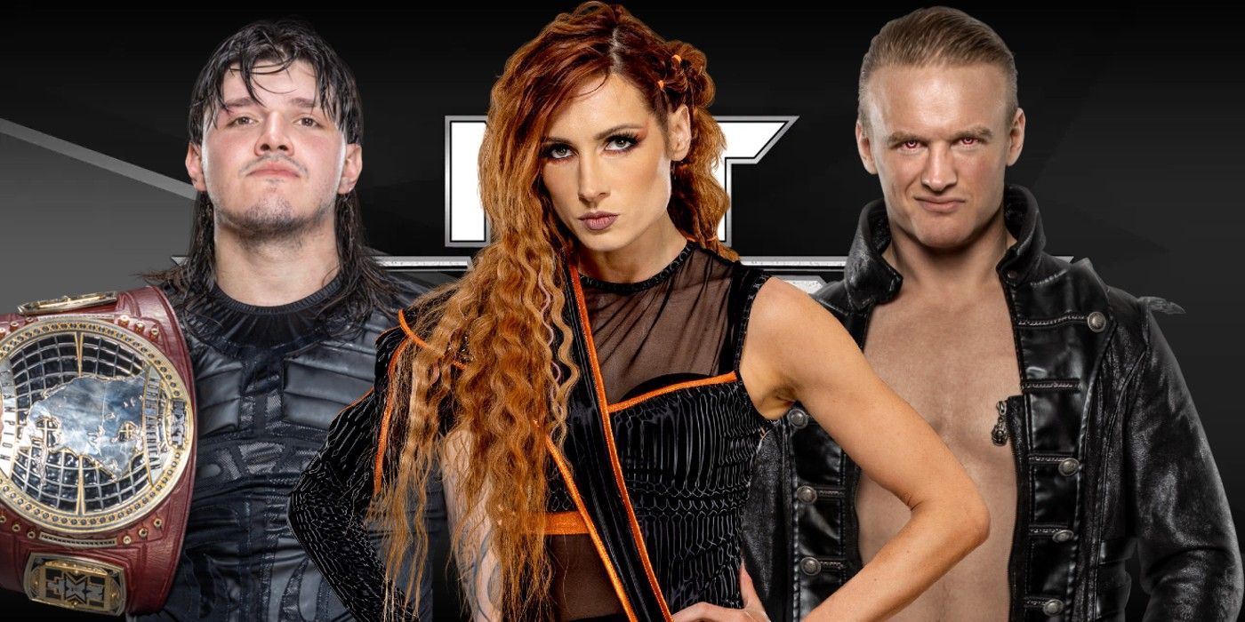 nxt no mercy logo with dominik mysterio becky lynch and ilja dragunov