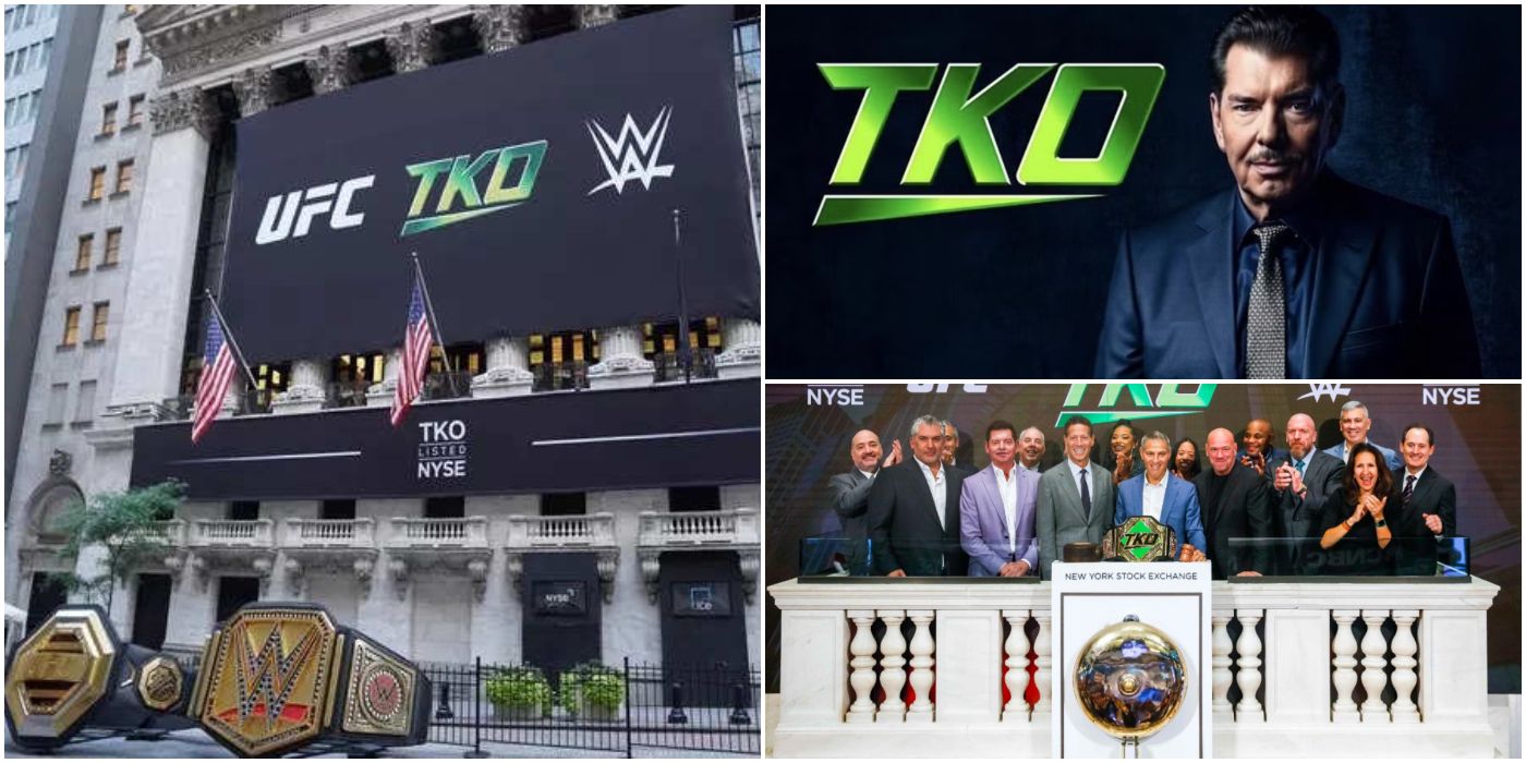 Pictures showing the WWE and Endeavor merger into TKO Group Holdings