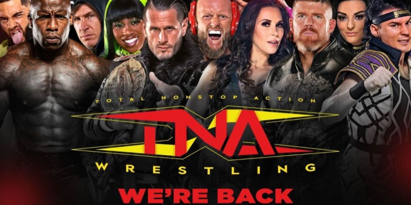 impact wrestling roster with the tna wrestling logo below them