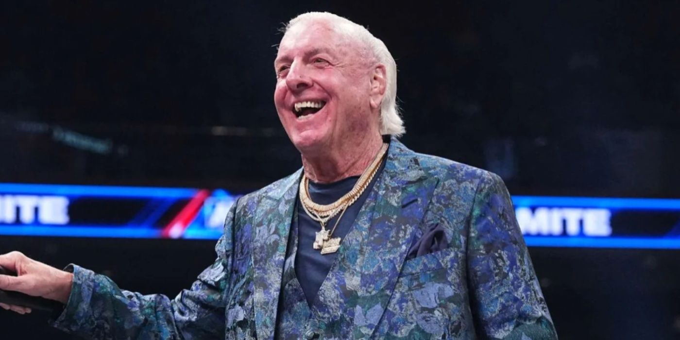 ric flair smiling during his aew debut