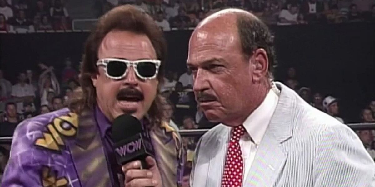 Jimmy Hart and Mean Gene Okerlund in WCW