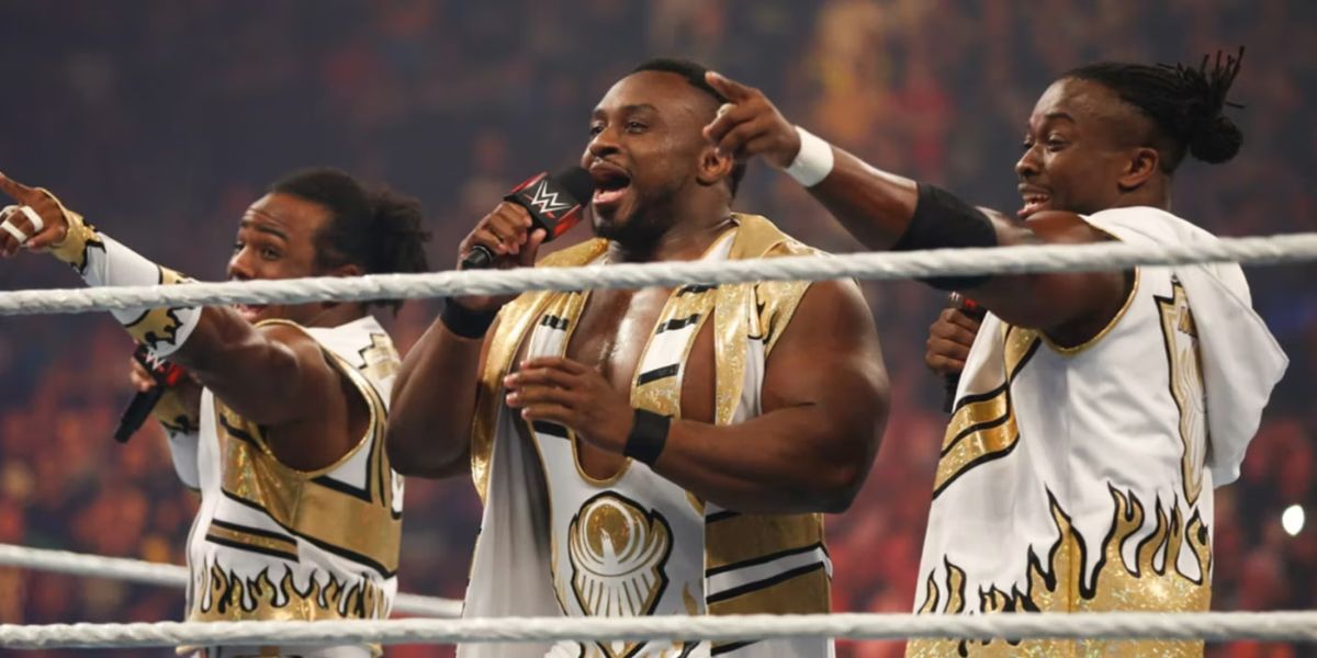 The New Day cutting a promo in the ring