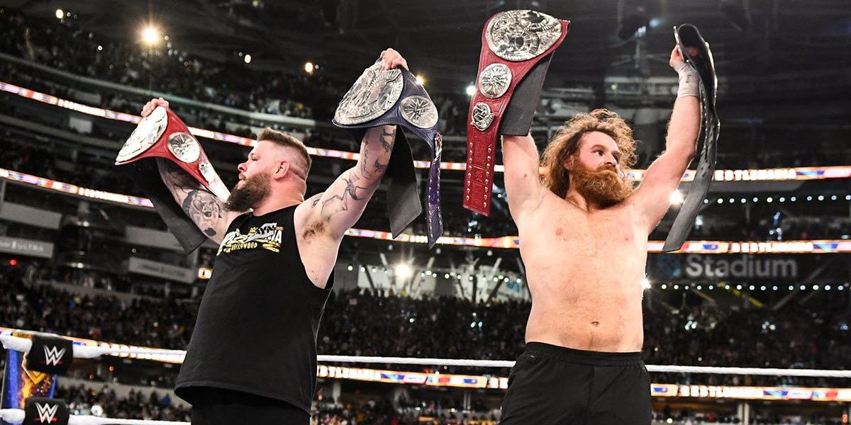 Sami Zayn & Kevin Owens Undisputed WWE Tag Team Champions WrestleMania 39 Cropped