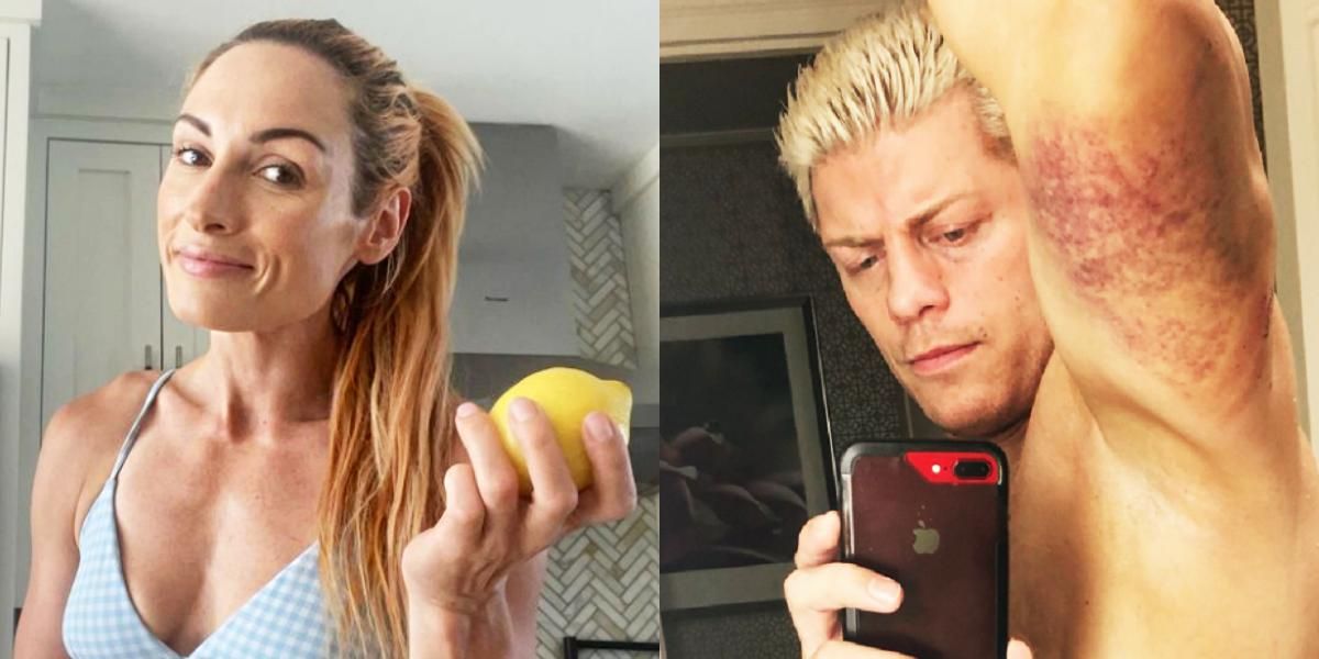 Cody Rhodes and Becky Lynch on social media