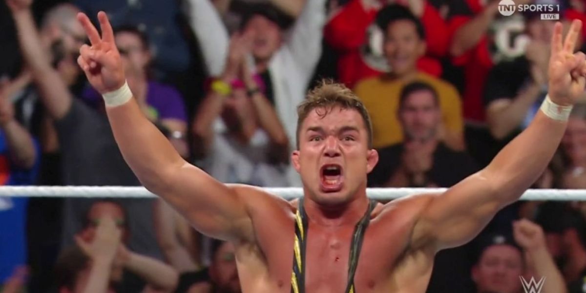 Chad-Gable-celebrating-a-victory-over-Gunther
