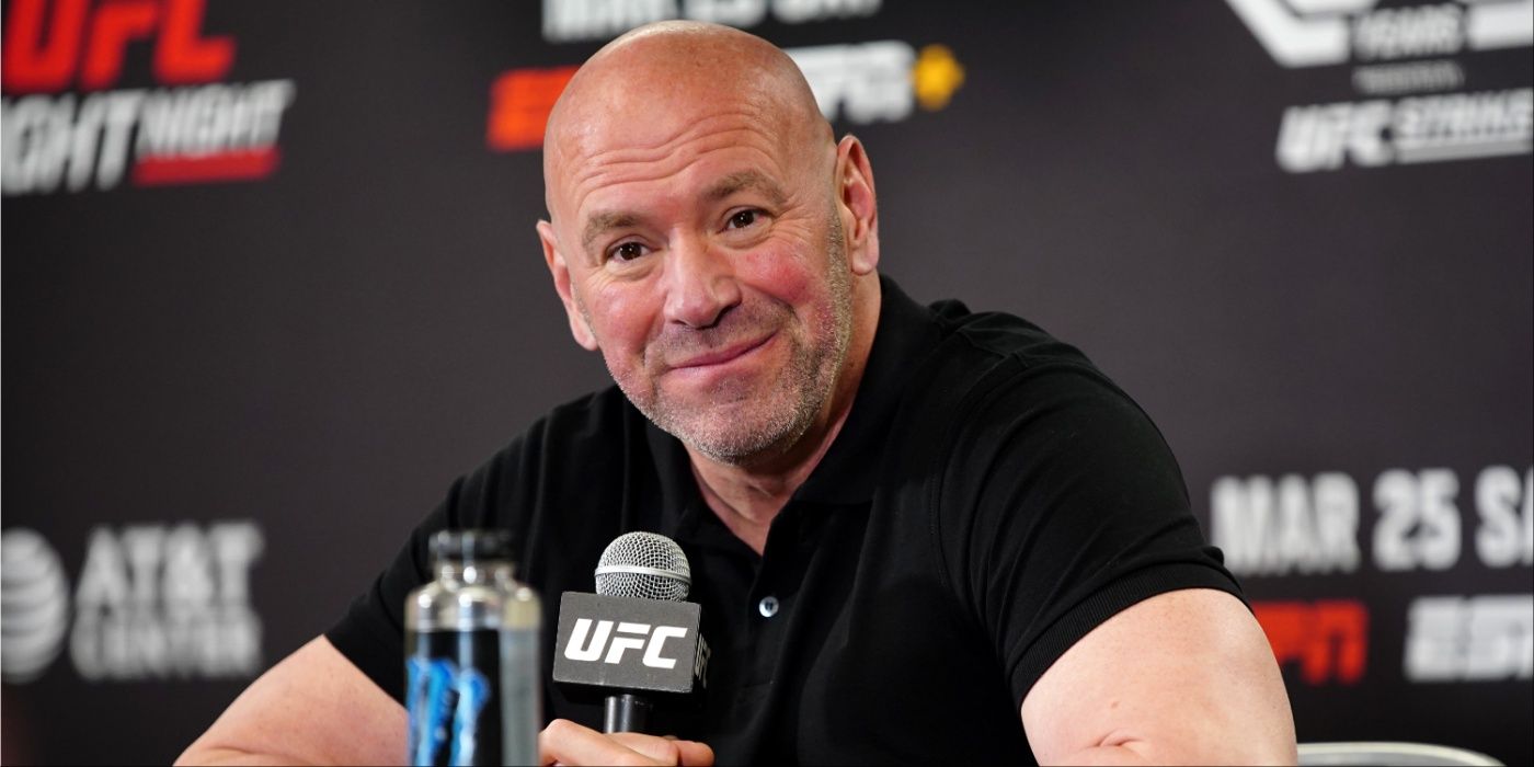 Dana White smiles at a UFC press conference