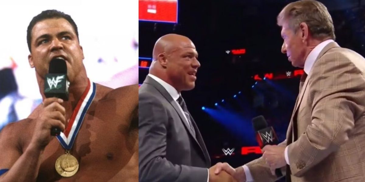 Kurt Angle Cuts A Promo And Shakes Hands With Vince McMahon