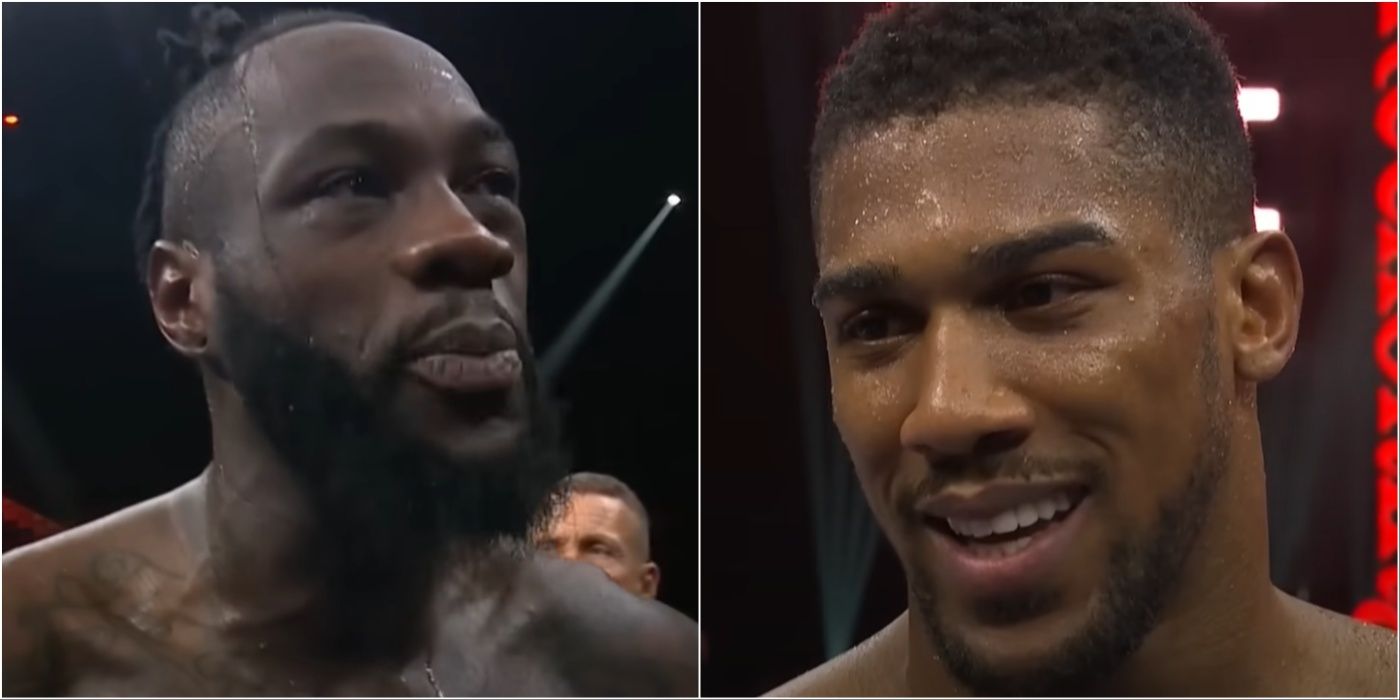Anthony Joshua and Deontay Wilder post fight
