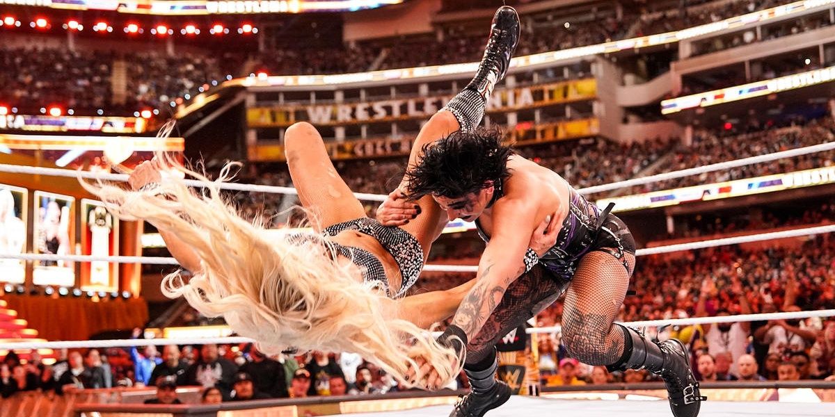 Charlotte Flair vs. Rhea Ripley SmackDown Women's Championship Match WrestleMania 39 Cropped