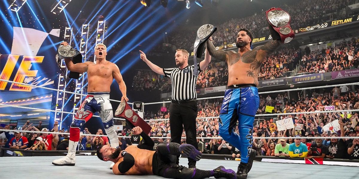 Cody Rhodes & Jey USO Champions of the WWE Fastlane 2023 tag team