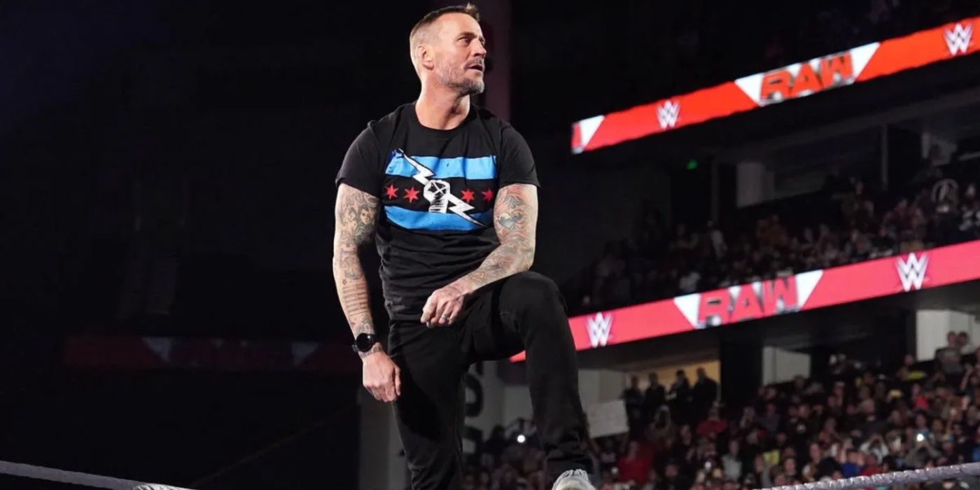 cm punk standing on the top rope