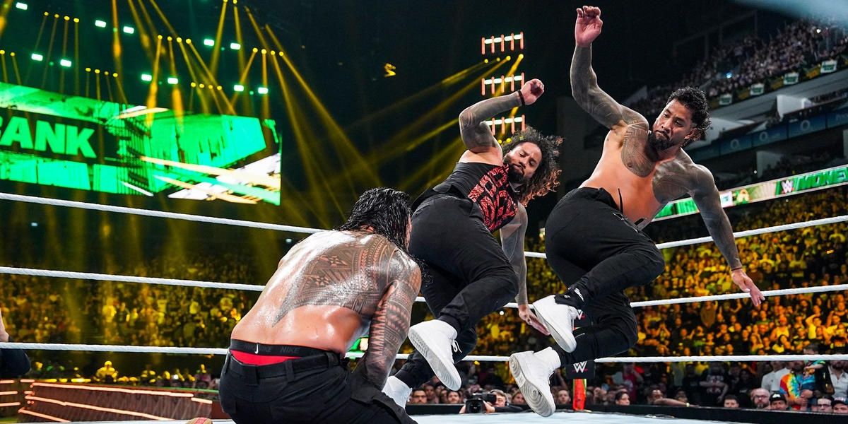 The Usos v Undisputed WWE Universal Champion Roman Reigns & Solo Sikoa Money in the Bank 2023 Cropped-1