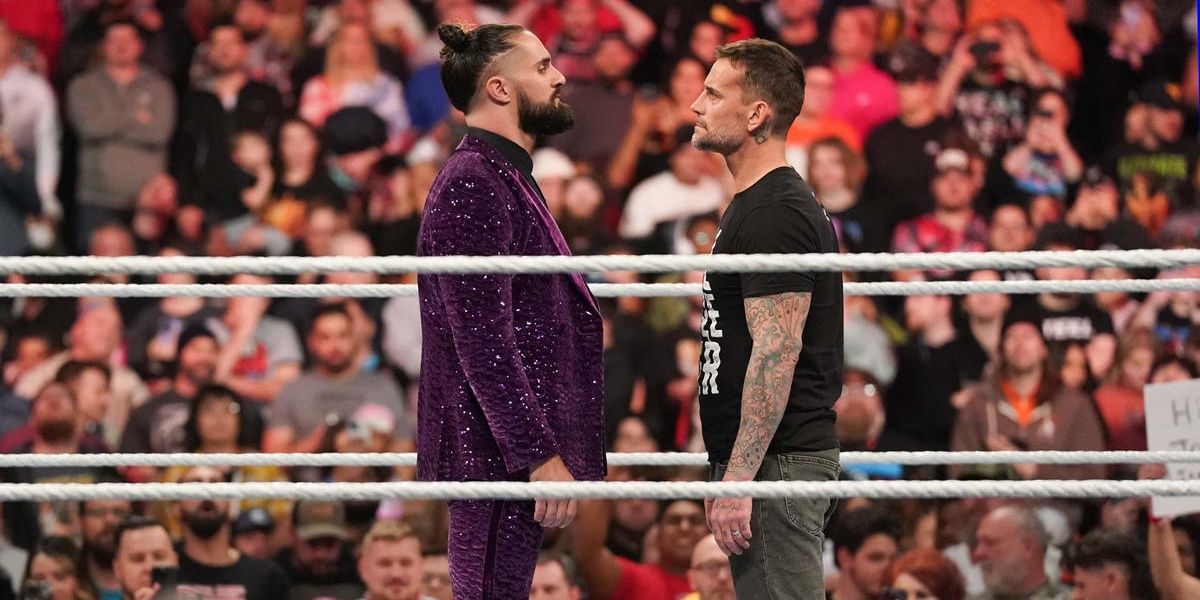 CM Punk v Seth Rollins Raw December 11, 2023 Cropped