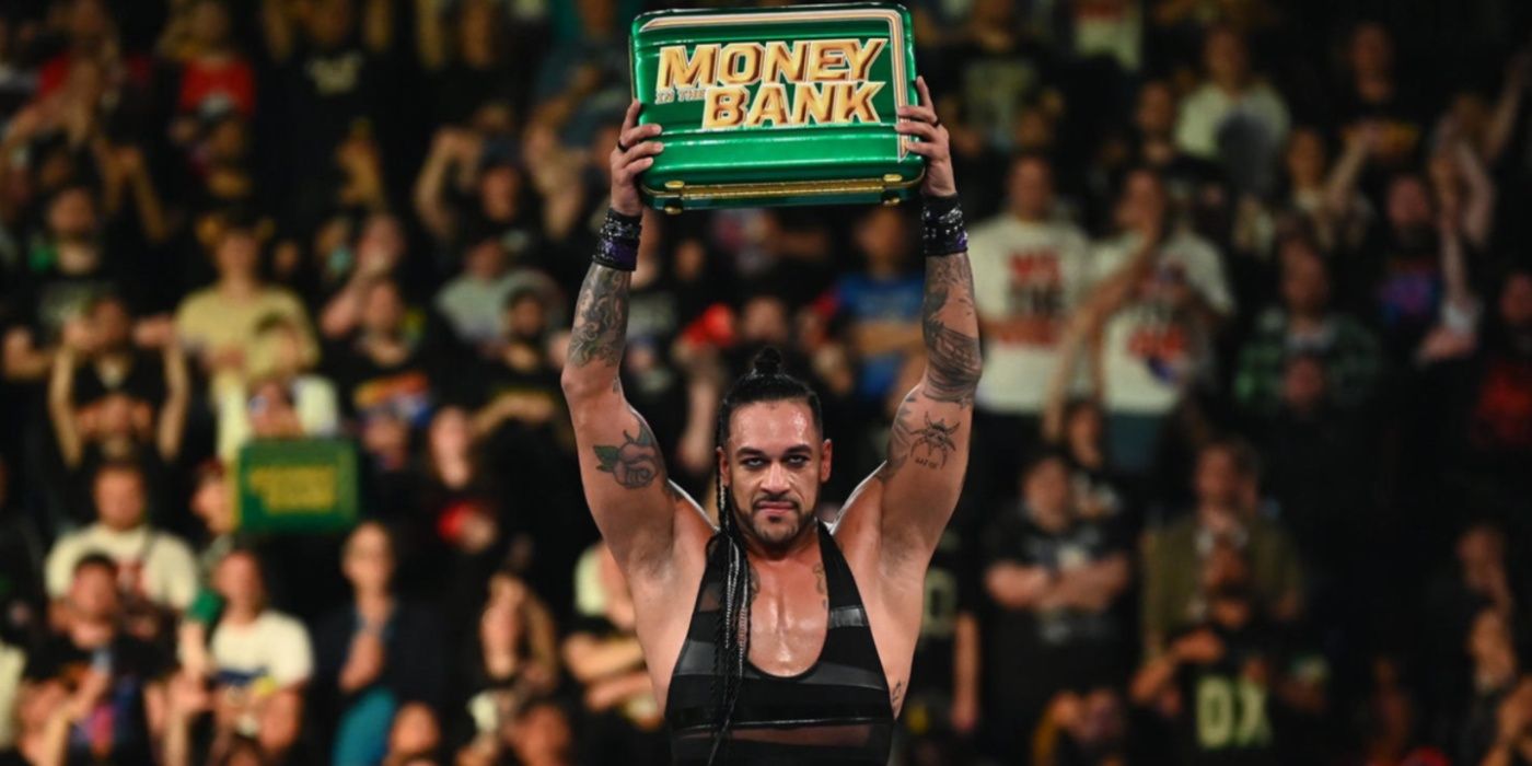 damian priest holding up the money in the bank briefcase