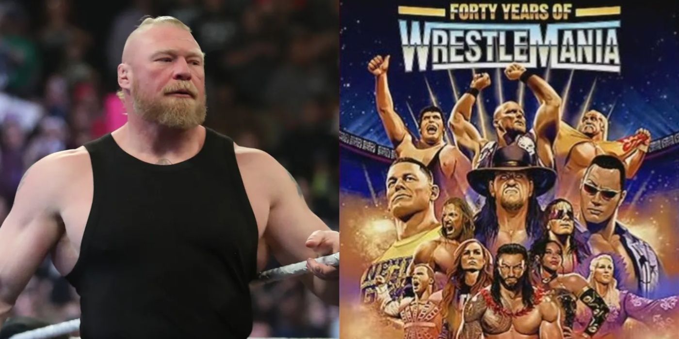 brock lesnar and the cover of wwe 2k24's 40 years of wrestlemania edition