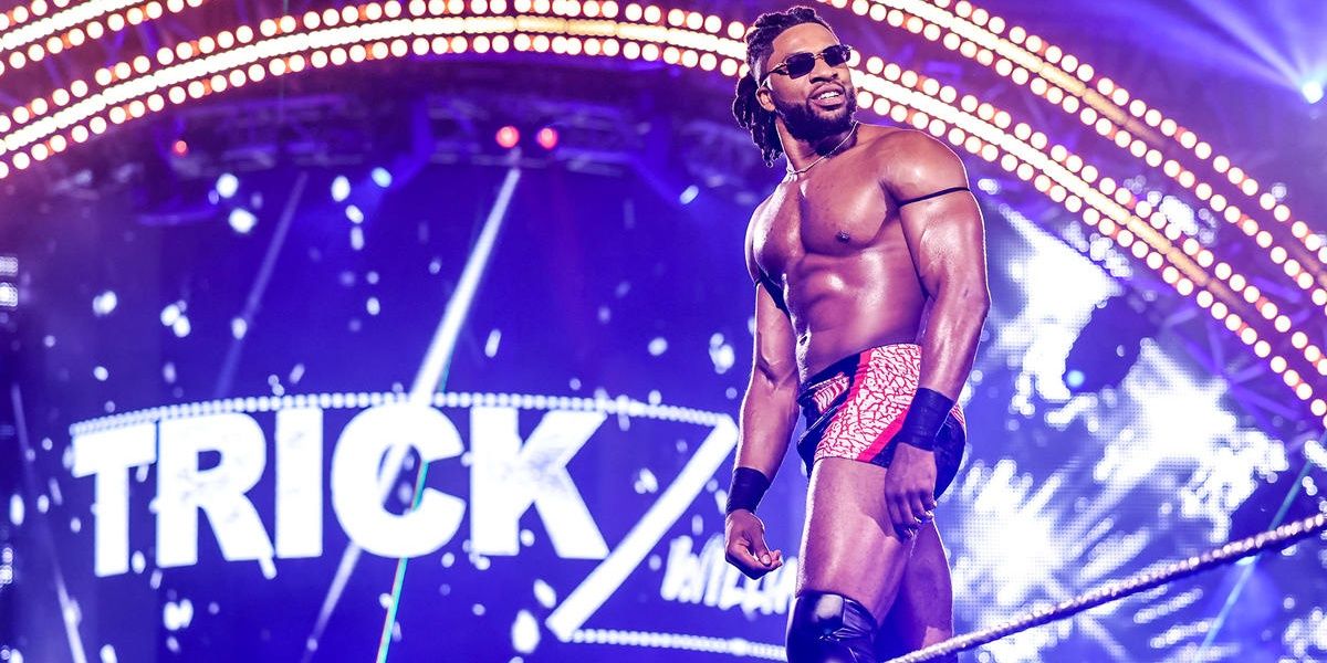 Trick Williams on the top turnbuckle 