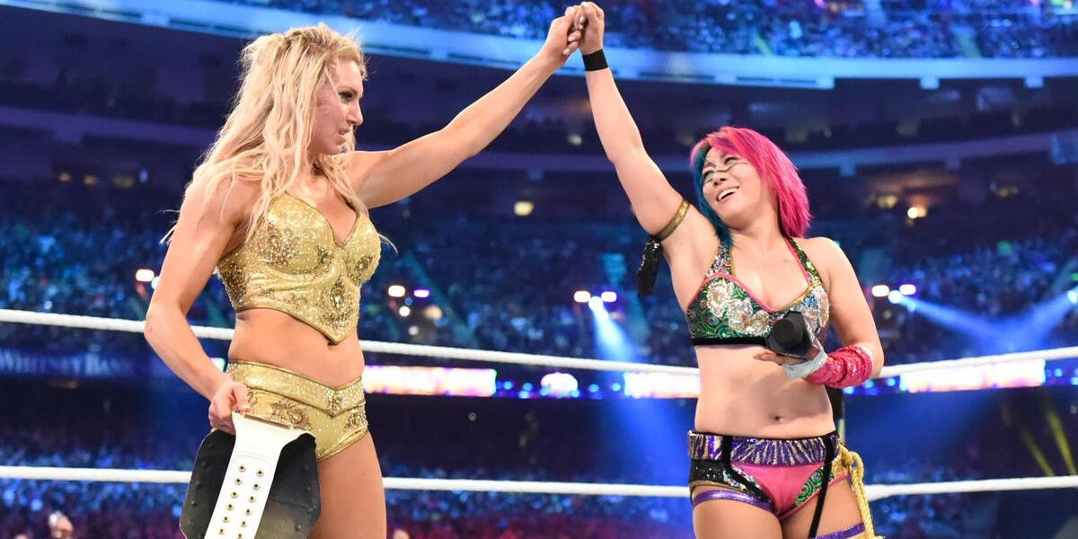 Charlotte Flair against Asuka Wrestlemania 34 Cramed