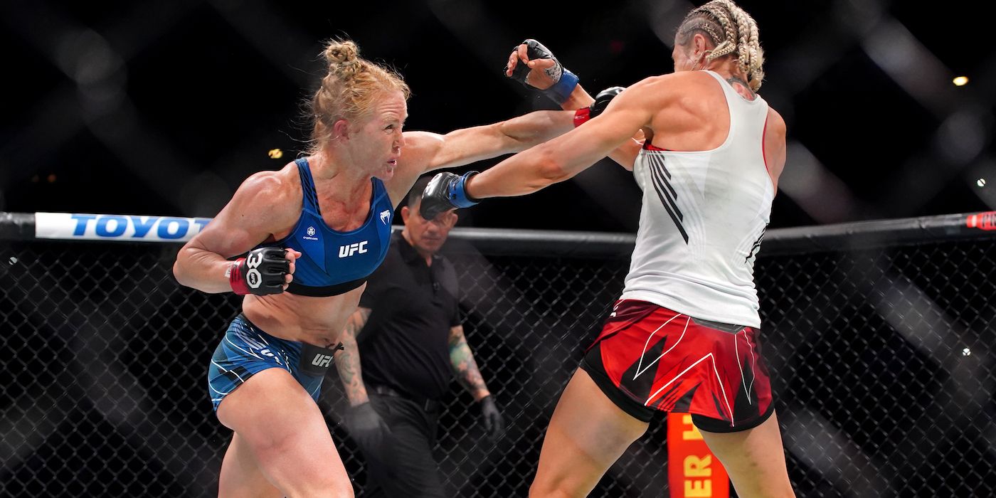 Holly Holm punches an opponent