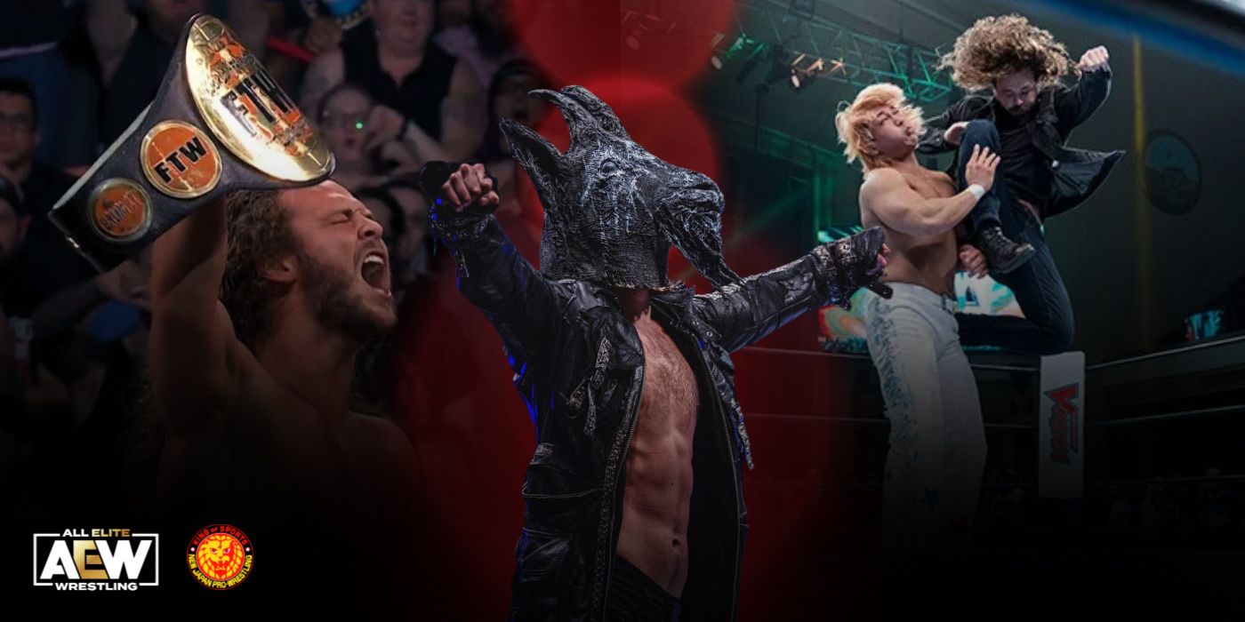 Jack Perry in AEW and NJPW, wearing a goat head