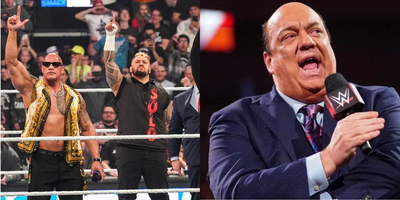 Paul Heyman and The Rock's Bloodline pose