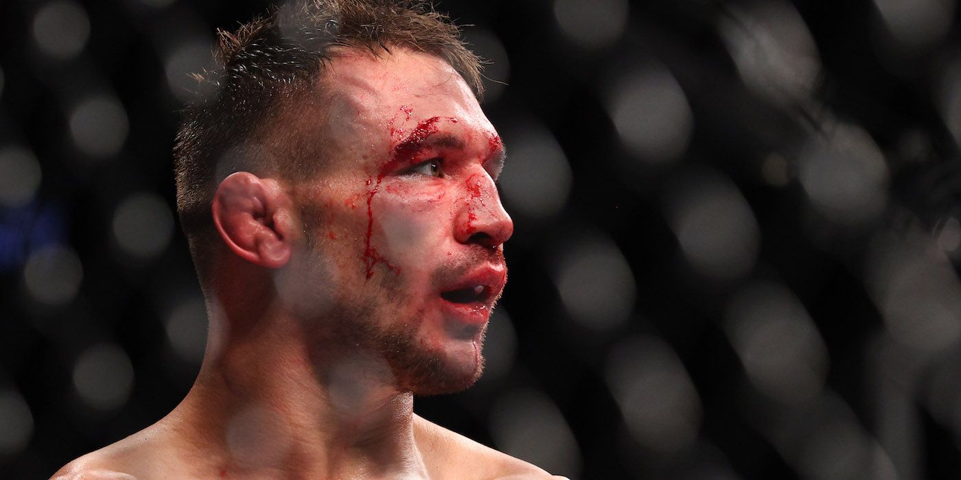 Michael Chandler is bloody after the Justin Gaethje fight