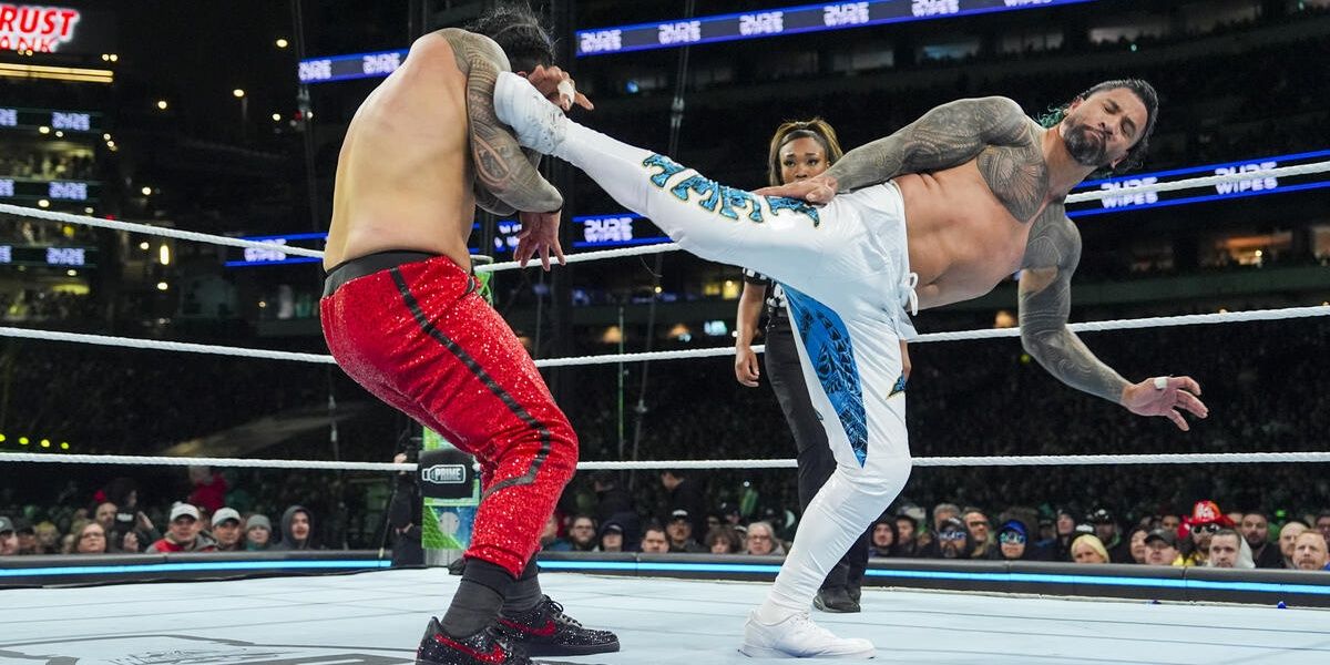 Jey Uso superkicks Jimmy Uso 