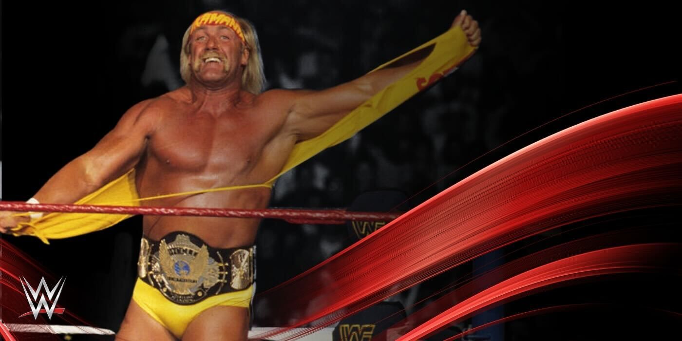 Hulk Hogan wearing the winged eagle WWE Championship
