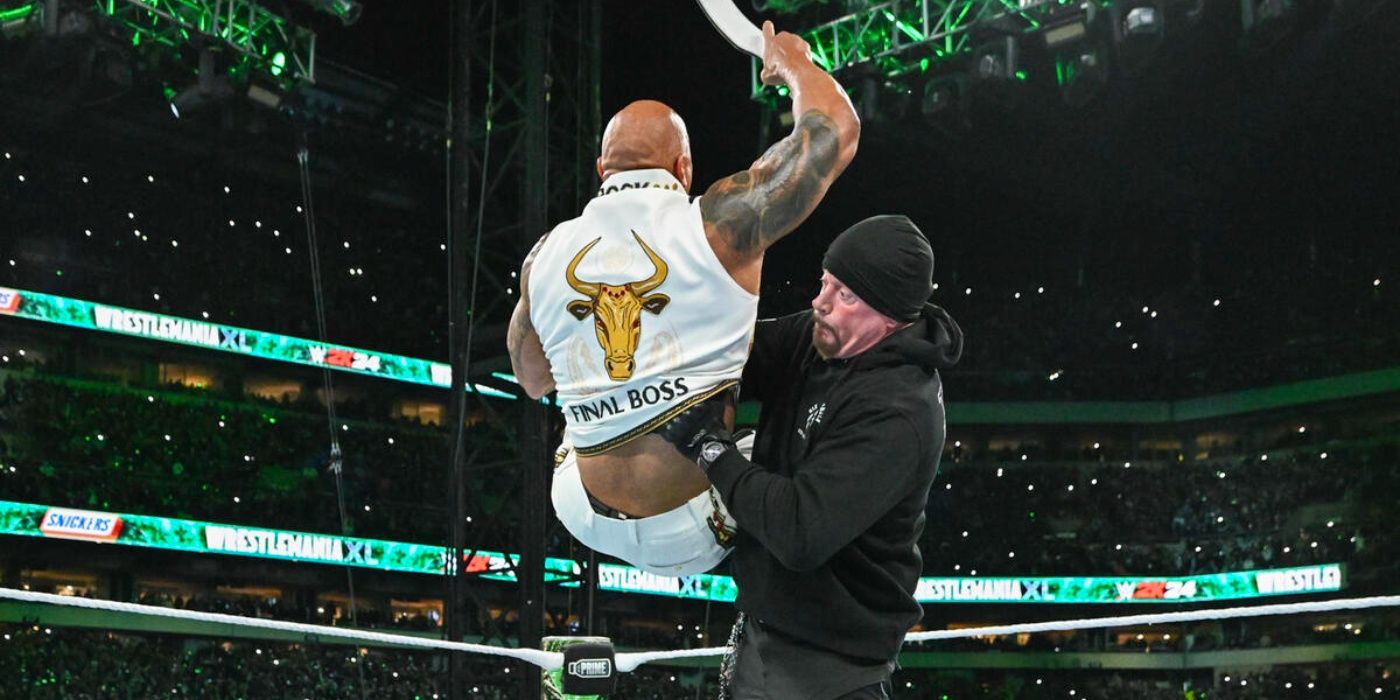 The Undertaker Chokeslam at WrestleMania 40 to The Rock