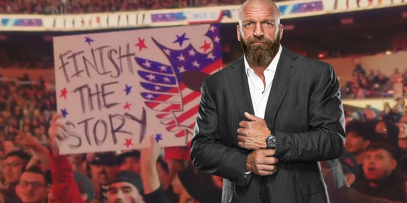 Triple H and Finish the story sign