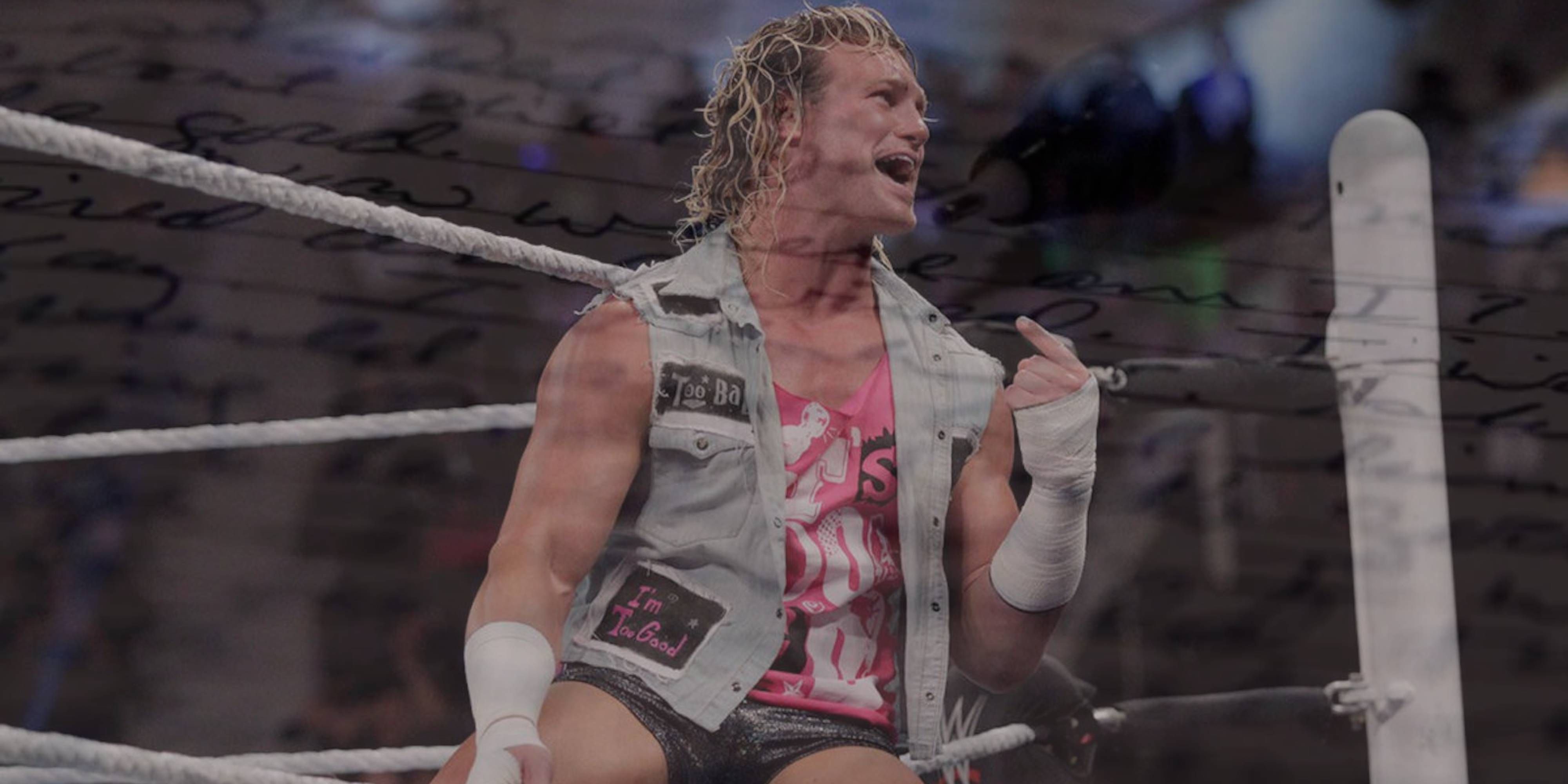 dolph ziggler with a translucent essay and pen overlay