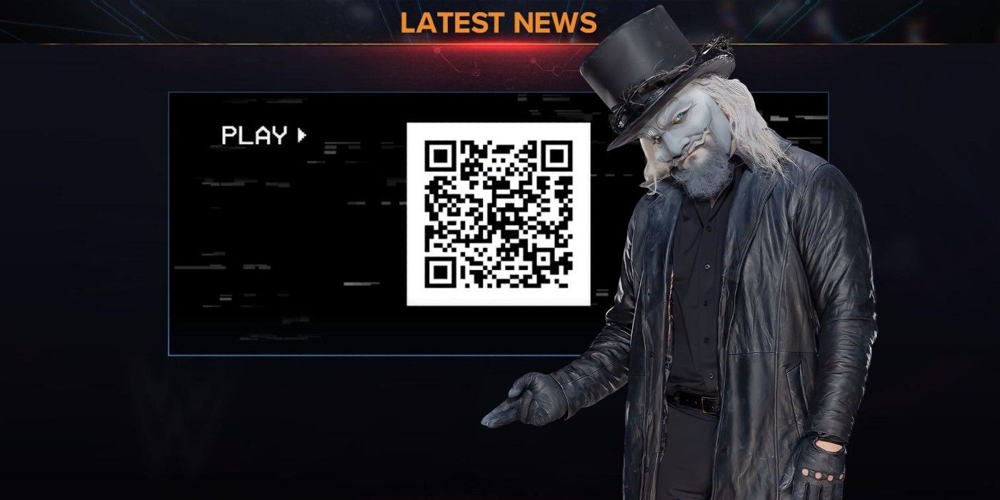 uncle howdy next to a qr code in wwe 2k24