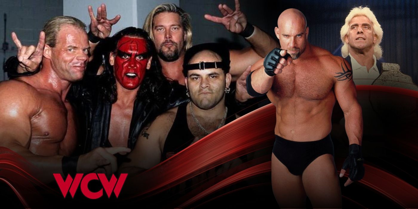 The NWO Wolfpac, Goldberg, and Ric Flair in WCW