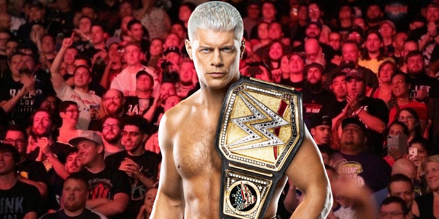 Cody Rhodes as WWE Champion in front of fans