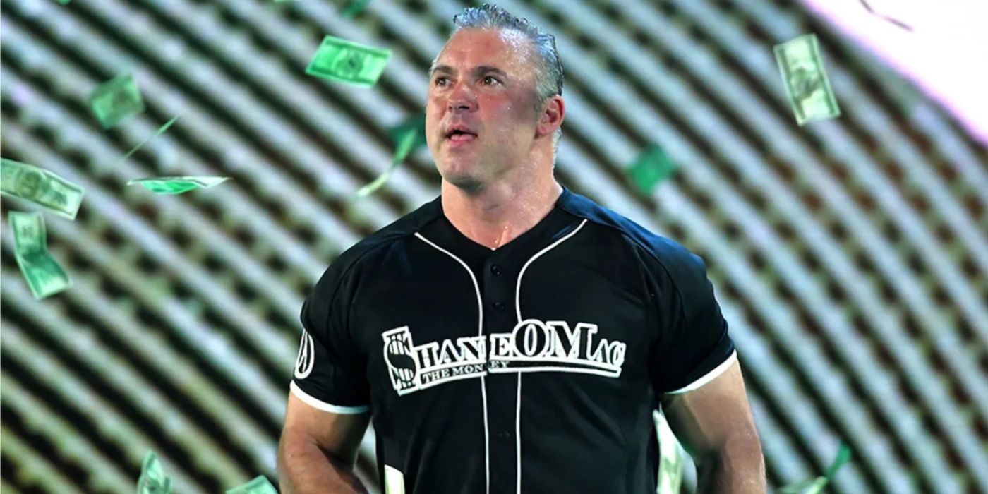 shane mcmahon with money falling around him