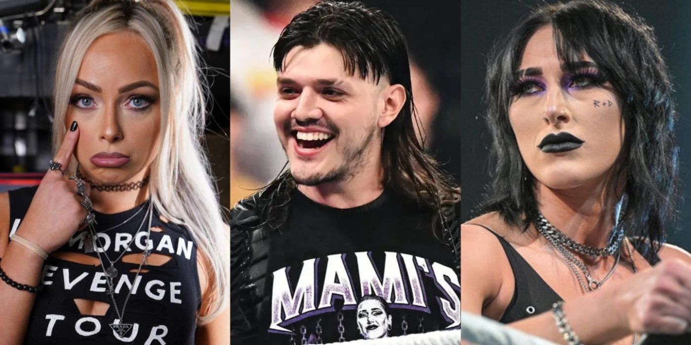 Liv Morgan, Dominik Mysterio and Rhea Ripley