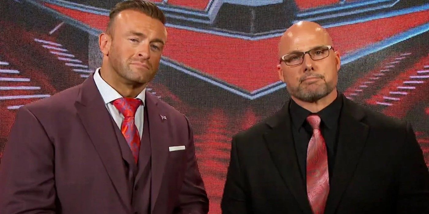 Nick Aldis and Adam Pearce backstage at WWE Raw