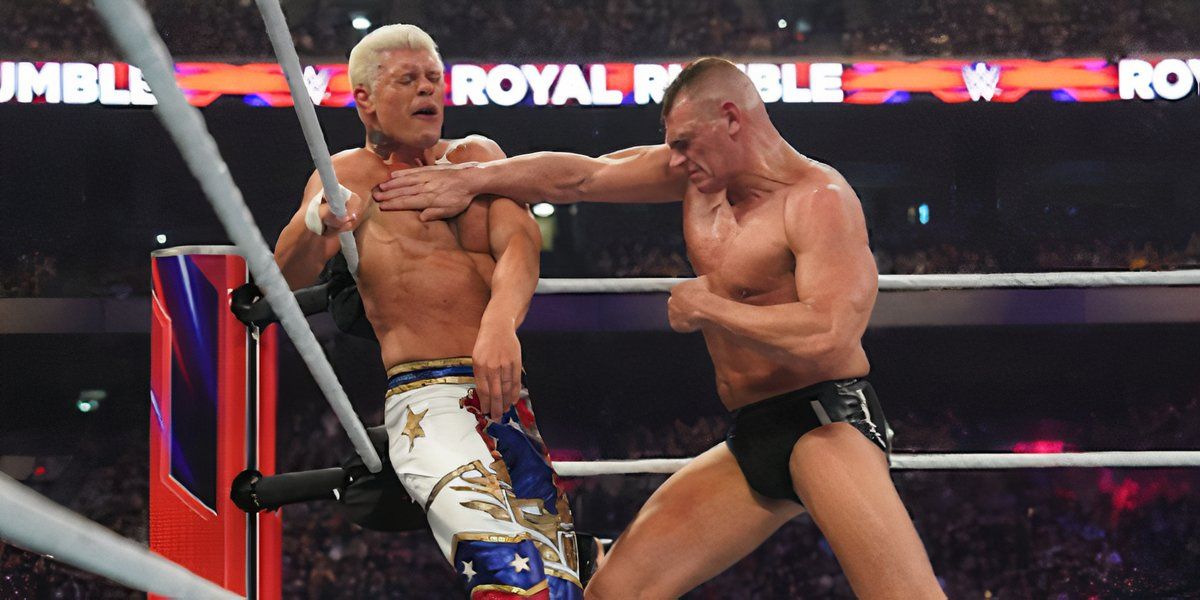Gunther chopping Cody Rhodes in the Royal Rumble