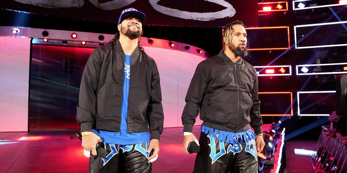 The Usos (Jey Uso and Jimmy Uso) make their entrance at WWE Survivor Series 2018