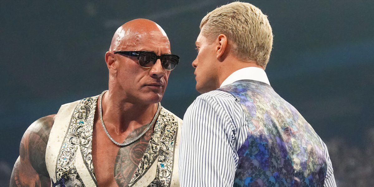 The Rock and Cody Rhodes staredown