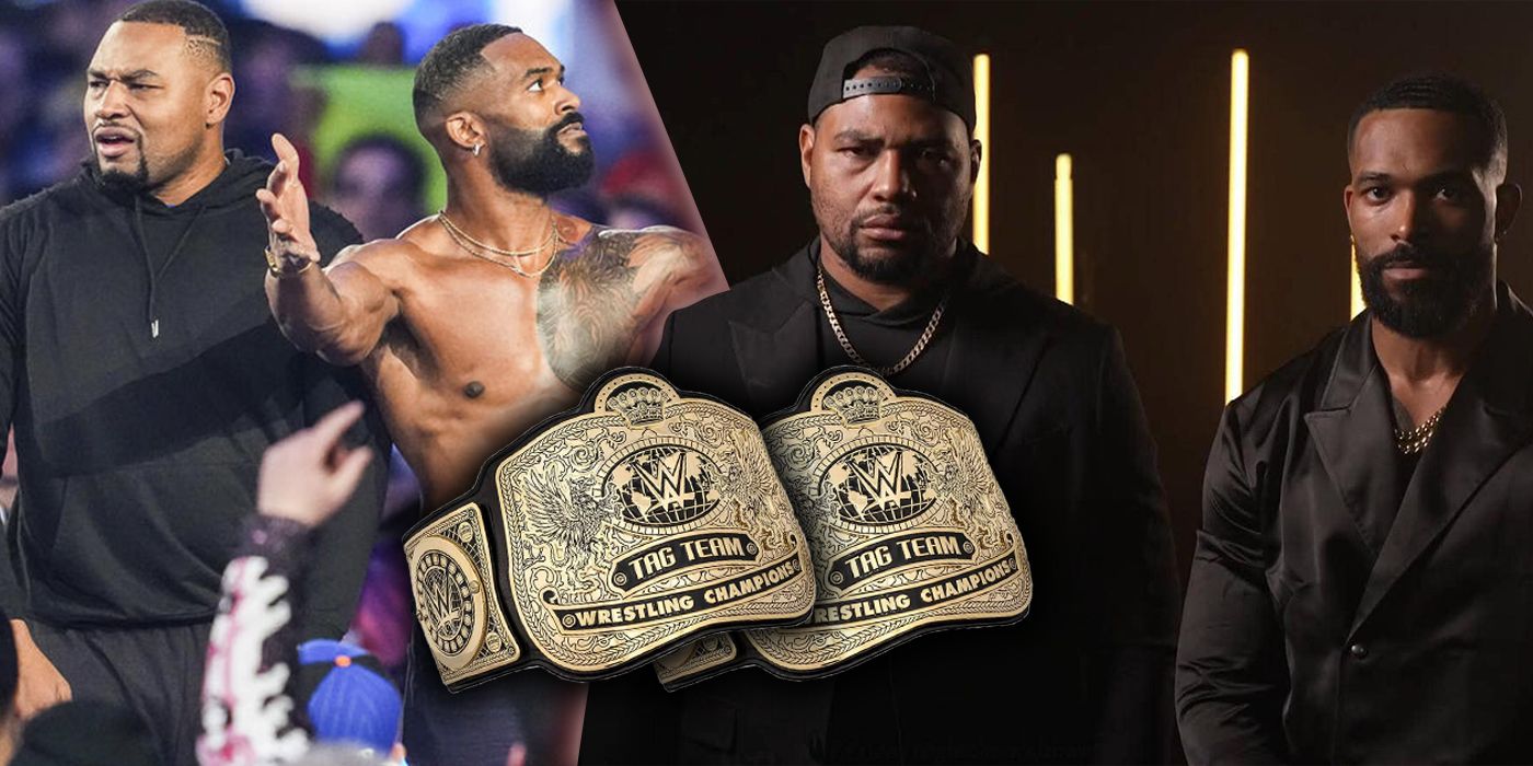 The Street Profits and tag team championship belts