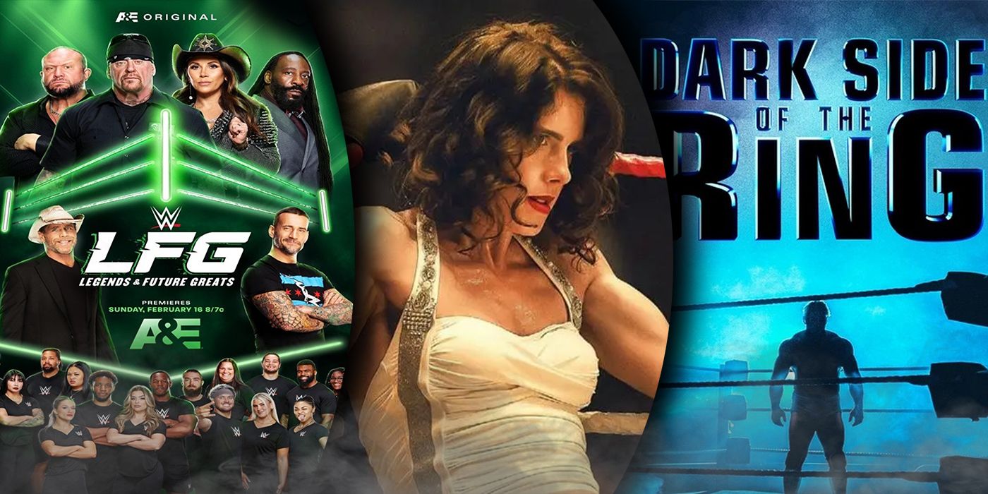 Posters for WWE LFG, Queen of the Ring, and Dark Side of the Ring