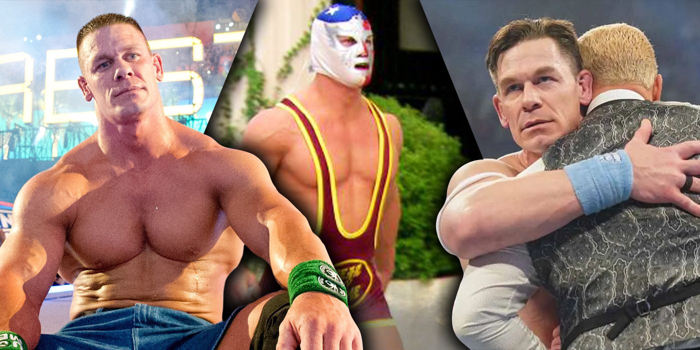 John Cena disappointed, wearing a mask, and turning heel on Cody Rhodes