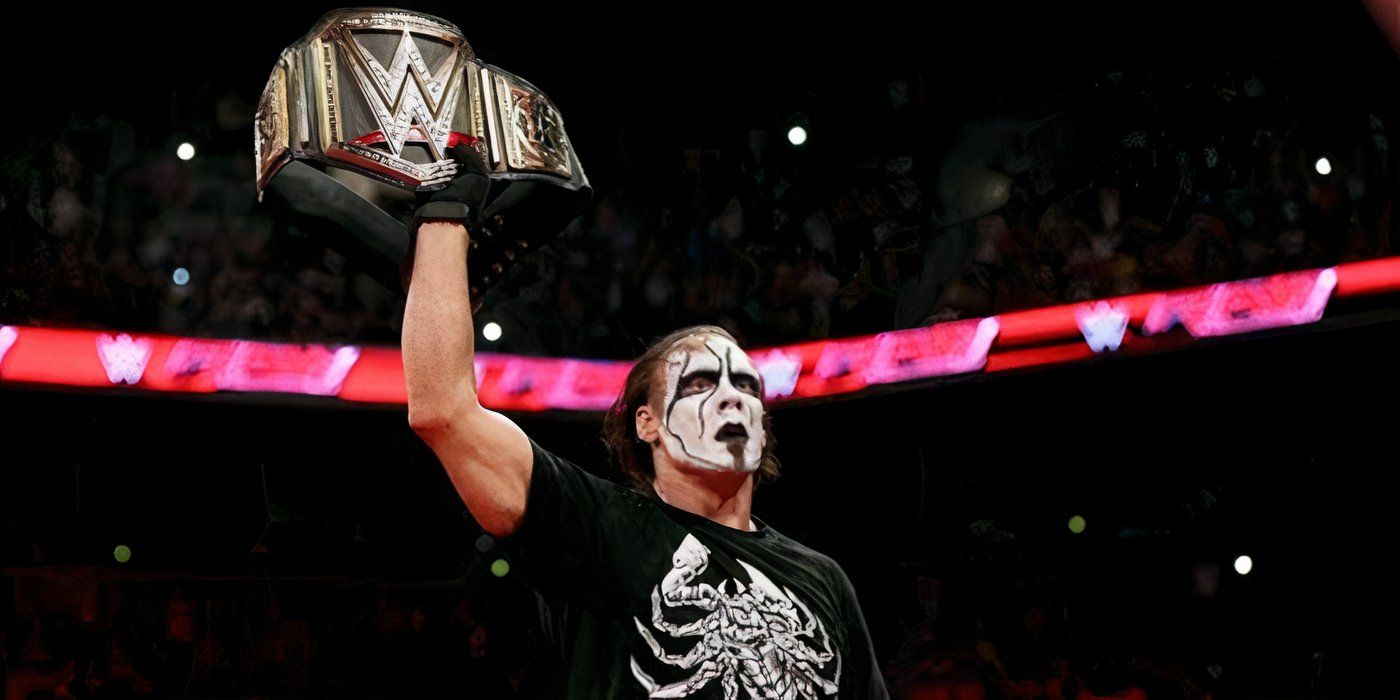 Sting with the WWE Championship