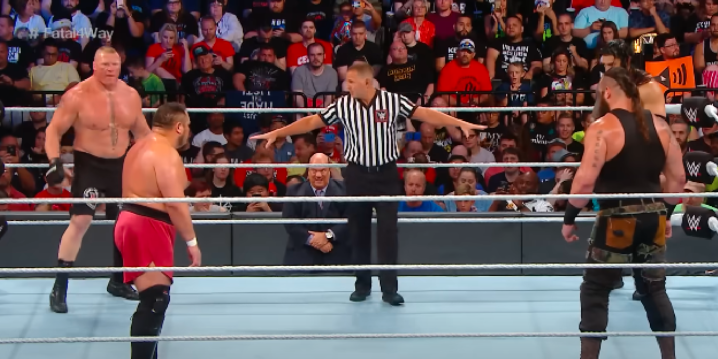 Brock Lesnar vs Brown Strowman vs Samoa Joe vs Roman Reign 2017