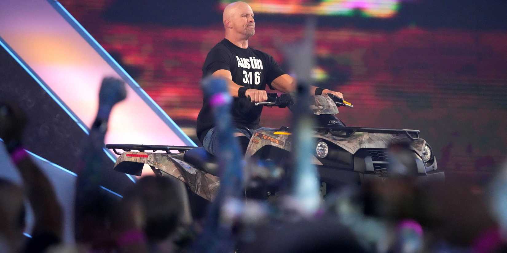 Steve Austin Crashes ATV At WrestleMania, Knocks Over Fan At Ringside