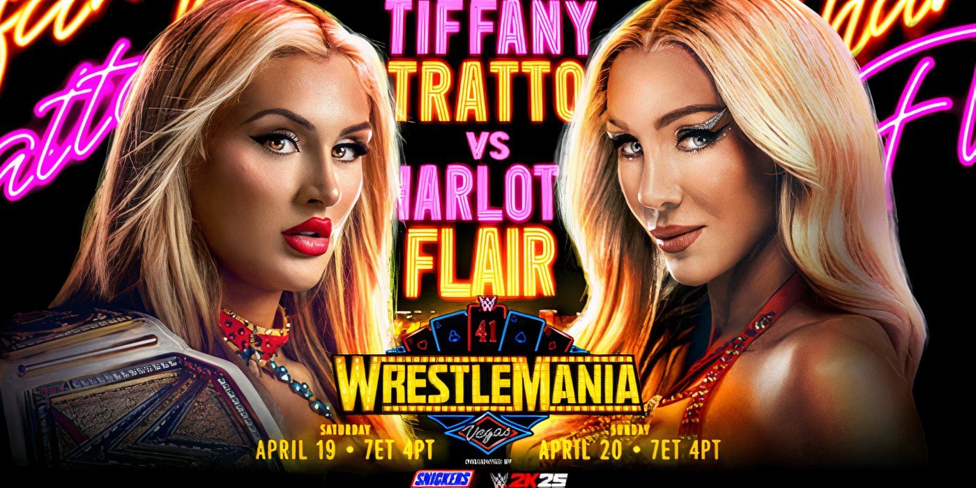 Tiffany Stratton vs Charlotte Flair wwe wrestlemania 40 graphic