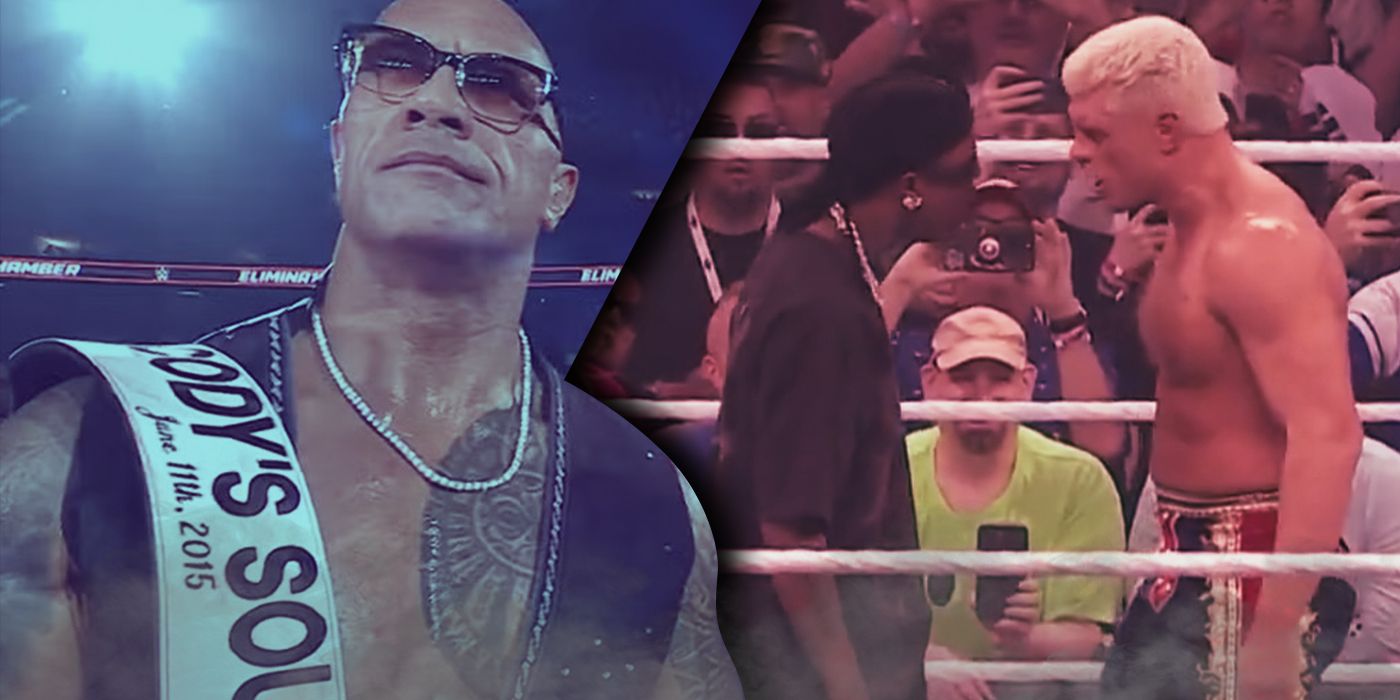 The Rock as The Final Boss, Travis Scott and Cody Rhodes at WrestleMania 41