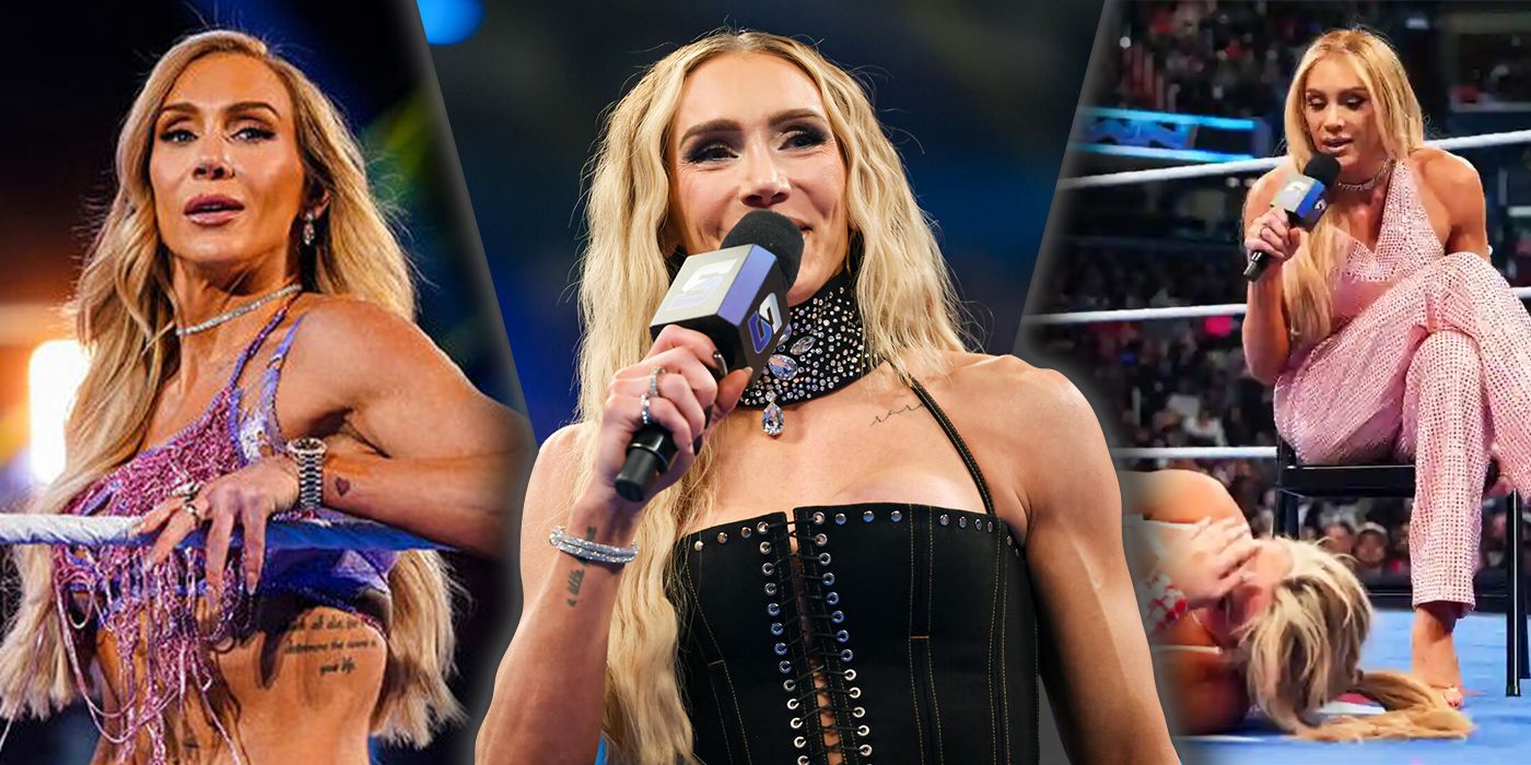 Charlotte Flair in a WWE ring and giving promos