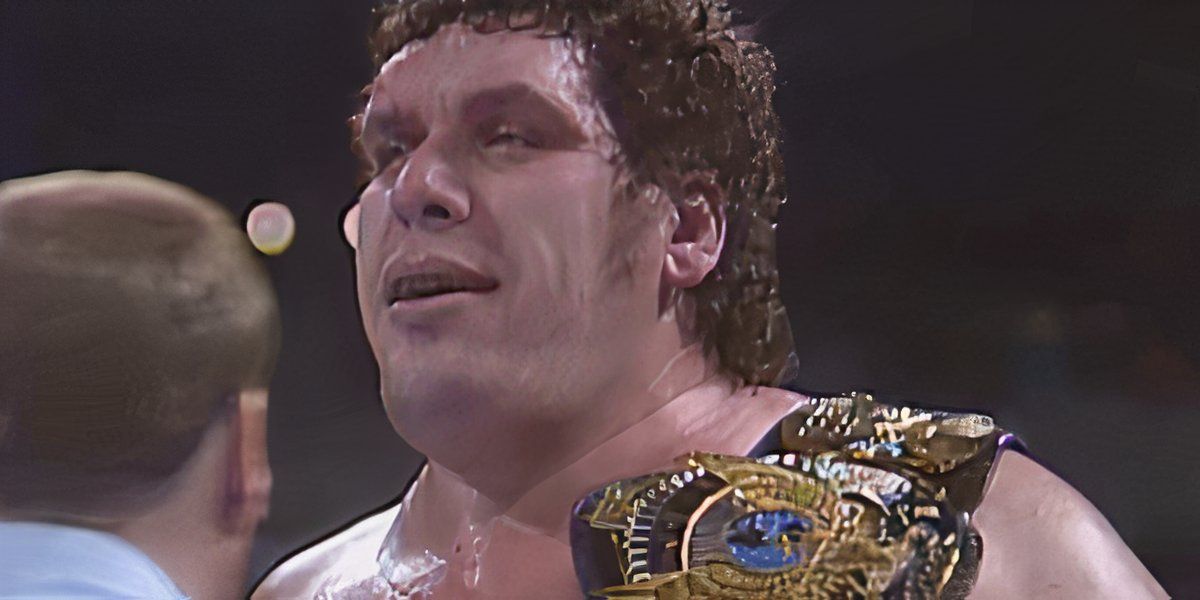 Andre The Giant stands as WWF Champion on WWF The Main Event 1988