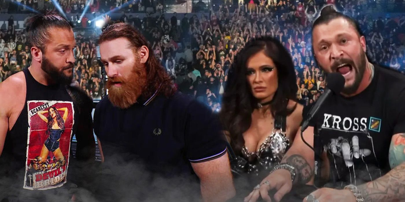 Karrion Kross with Sami Zayn and Scarlett in WWE